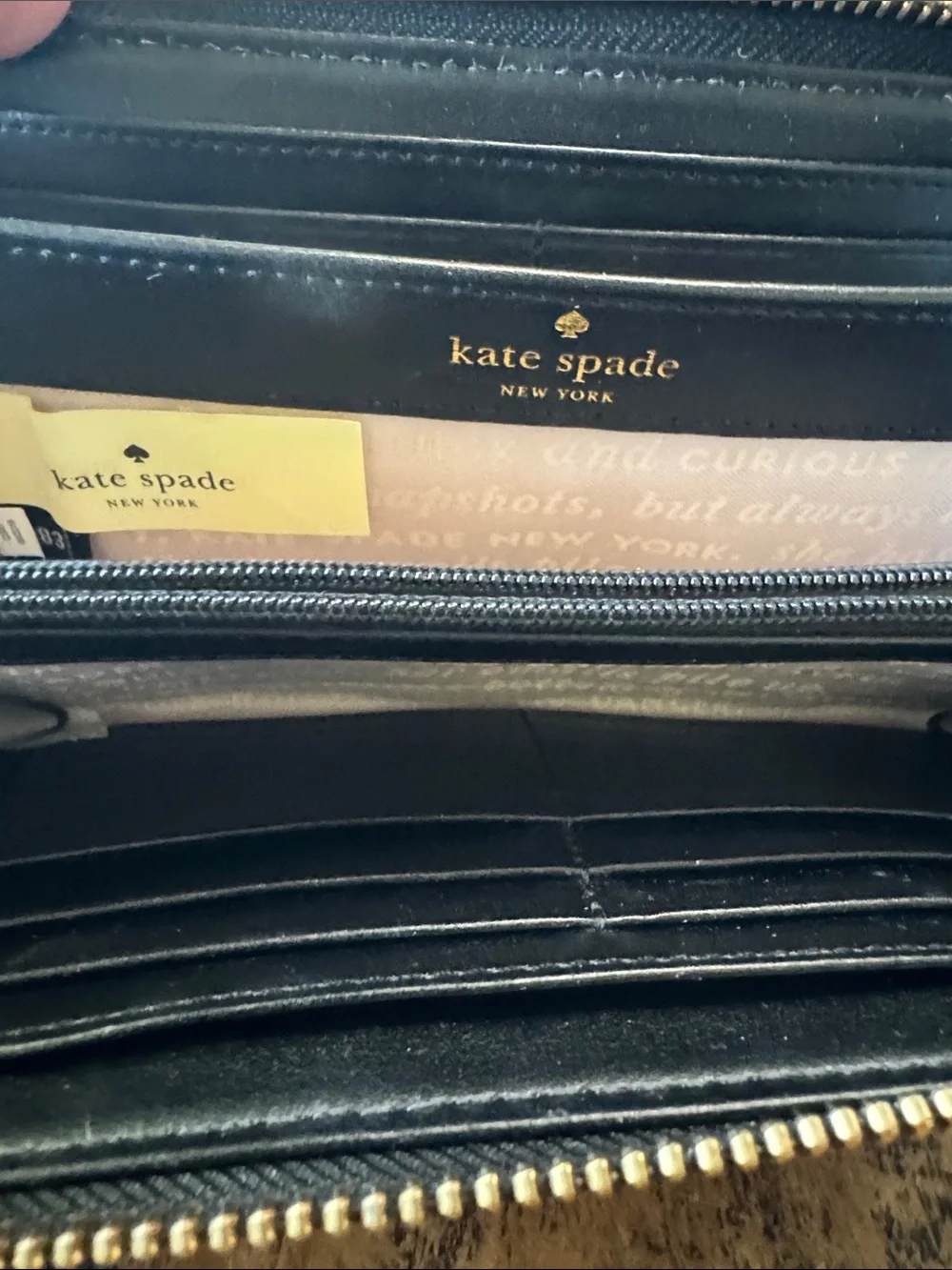 kate spade Black Floral Petal Zip Wallet with Pastel Accents